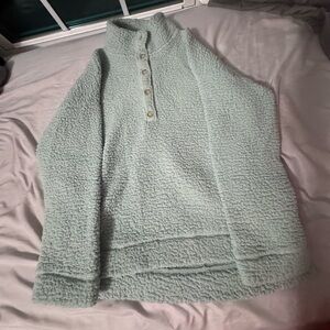 teal sherpa quarter button